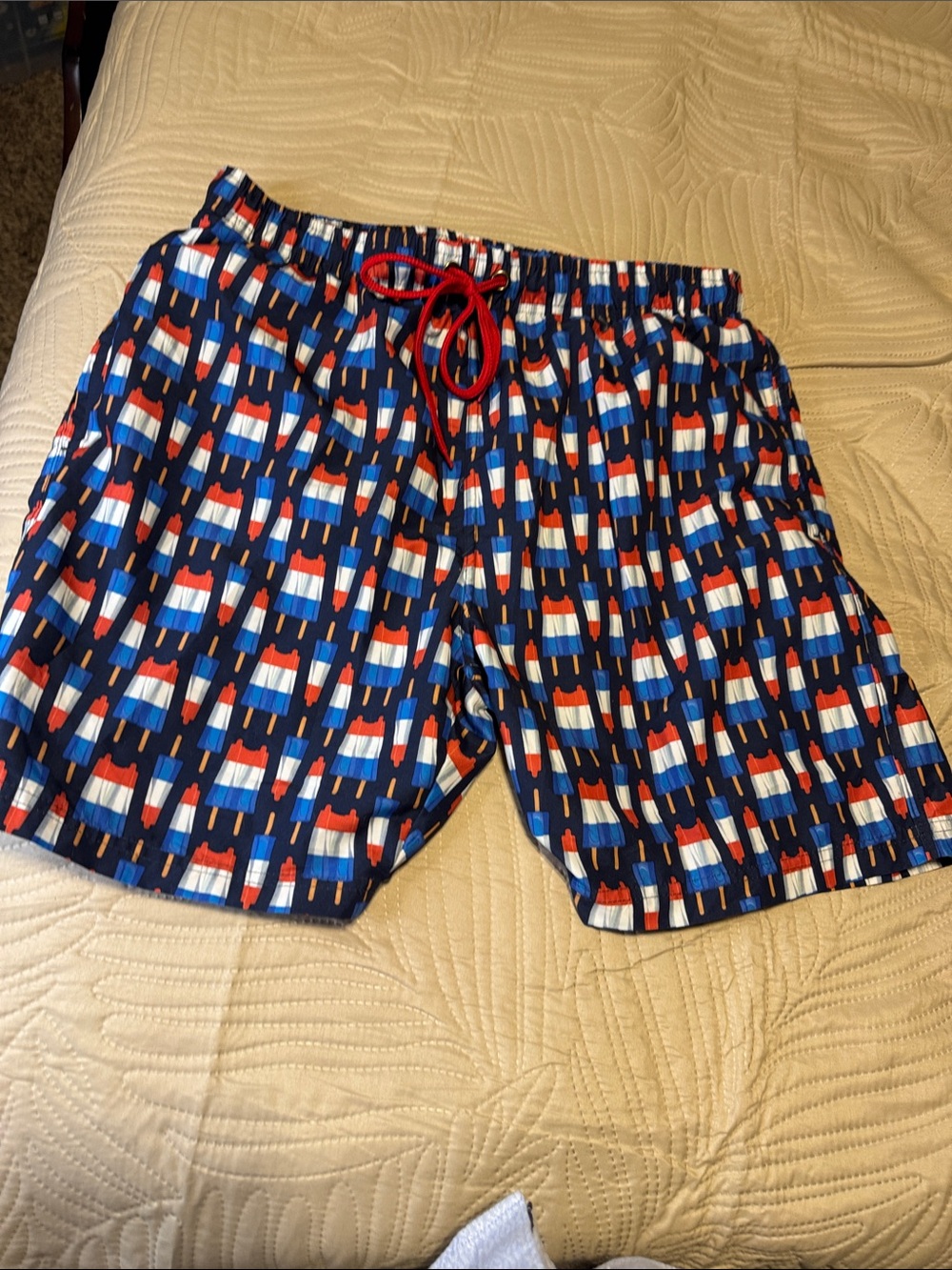 U.S. Surf Club Men's red, white, blue popsicle Geometric Swim Shorts Size Large
